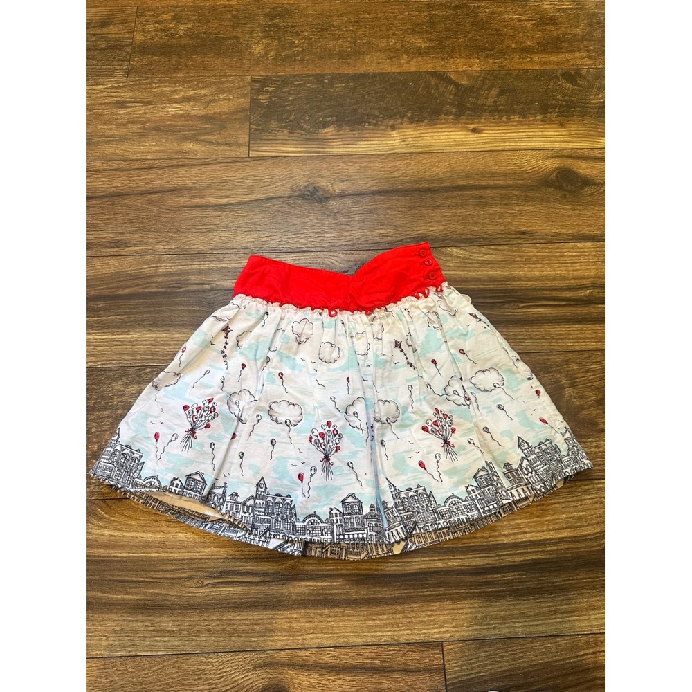 Savannah Kids Girls Skirt‎ Cloud Balloon City Print Red Waistband Size 6